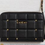 Black Crossbody Bag with Gold Accents. Bebe Black Quilted Crossbody Bag Photo 1