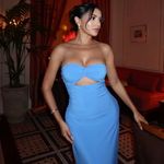 ZARA  Elegant Blue Strapless Maxi Dress evening party cocktail wedding gown Photo 8