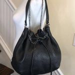 Cole Haan Black Tumbled Leather Bucket Bag Top Handle & Crossbody Strap Photo 0