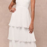 Lulus Maxi Dress White Tiered Size Medium New With Tags Photo 0