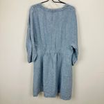 Madewell NEW Splitneck Mini Dress in 100% Linen Sunfaded Blue Pockets US 14 Photo 13