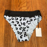 DKNY  Printed High Rise Bikini Bottom‎ Swimsuit Leopard Blue Black size L NWT Photo 1