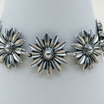 Antiqued Silver Daisy Flower Link Bracelet Photo 0