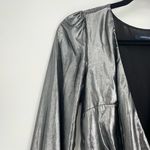 French Connection  Womens Silver Black Metallic Waterfall‎ V-Neck Bodysuit US 2 Photo 5