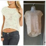 BCBGeneration BCBG Burnout Top Tee Shirt Cream Beige Yellow Medium Photo 1