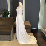 Women’s White Wedding Dress Leg Slit Silver Beading Corset Back Size 6 NWOT Photo 7