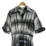 Officine Générale Nadia Gray Striped Linen Short Sleeve Button Front Shirt Dress Size L Photo 6