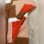 Lush Clothing Lush cream red camel Colorblock v-neck sweater women’s size large Photo 3