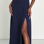 Lulus NWT Women's S Sweetest Entrance Navy Blue Ruffled Tie-Back Maxi Dress Photo 0