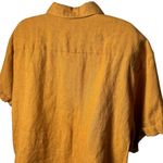 Skylar + Madison  Mustard 100% Linen Tie Front Button up Lagenlook Coastal L Photo 6