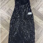 WAYF  Sequin High Neck Gown Open Back Floor Length in Midnight Women's Size XL Photo 3