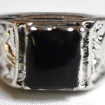 Source Unknown NWOT Art Deco Etched Silver Tone Black Stone Inset Size 11.5 Trendy Signet Ring Photo 0
