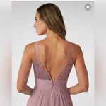 Azazie Maren Allure- A-Line V-Neck Lace Chiffon Floor-Length Dress dusty rose Photo 3