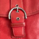 Coach  Vintage Soho Shoulder Crossbody Buckle Flap Purse Coral Red Leather Photo 6