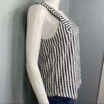 Lucky Brand  Blue White Striped Textured Tweed Tank Top Small Coastal Boho Photo 2
