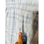 LOVE WHIT Blue Plaid Checkered Tie Front Cotton V Photo 8