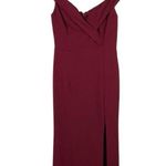 Lulus NEW Song of Love Wine Red Off-the-Shoulder Maxi Dress Gown Slit Size Small Photo 4