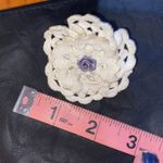 Homemade Vintage Crochet Floral Earrings White Photo 4