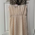 Mimi Chica B03-NEW  gold sequins and lace ivory mini dress size M Photo 1