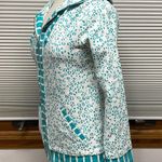 Chico's Weekends by Chico’s Turquoise White Leopard Ways Stripe-Trim Zip-Up Jacket Photo 5