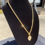 Gold Chain Rope Chain 24in 6mm And Icy Hamsa Pendant Set Photo 1