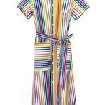 Christopher John Rogers x Target Rainbow Stripe Belted Shirt Dress Size 2 Cotton Red Photo 0
