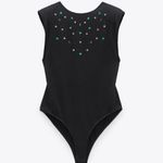 ZARA  BODYSUIT WITH SHOULDER PADS AND RHINESTONES Photo 2