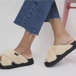UGG Fuzz Sugar Cross Slide Natural Casual Classic Comfy Outdoor Fall Cozy Style Photo 1