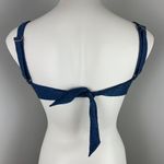 Bar III Satin Cheetah Bandeau Bikini Swim Top in French Navy XS Photo 4