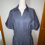 Anthropologie  the Somerset Blue Maxi Dress short sleeve Tiered‎ Pockets M Photo 1