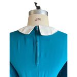 Vintage 70s 80s Turquoise Sheer Fit & Flare Knee Length Collared Dress Size 8 Photo 4