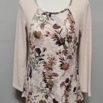 indigo. Soul cream floral waffle knit raglan tee size small Photo 0