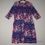 Single floral print‎ three quarter sleeve sheath dress wrap front, size 1X Purple Photo 10