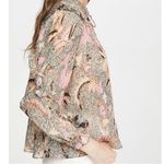 Ulla Johnson NEWUlla Johnson Lara Blouse Silk Ruffle Floral Birds of Paradise Ivory Size 8 Photo 4