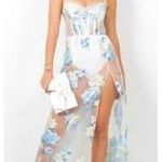 For Love & Lemons Cody Organza Jacquard Maxi Dress Icicle blue organza gown Nwt Photo 6