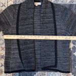 Loft  100% Merino Wool Charcoal Knit Black Trim Cropped Blazer Cardigan Small Photo 7