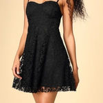 Lulus  So Into You Crochet Lace Bustier Skater‎ Dress in Black Size Small Photo 0