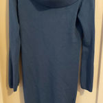 Joan Vass  blue cowl neck dress with long sleeves. Over the knee/mini Small Photo 0