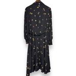 CAbi Dress M Divine Floral True Wrap Smocked Puff Sleeve Ruffle High Low Midi Photo 4