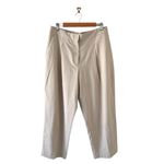 ZARA  Pleated Linen Straight Leg Pants Beige Sz L NWT Photo 1