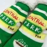 Novelty Sherpa Lined Socks Footies One Size Unisex "Friends" Central Perk Green Photo 4