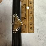 Picture Jasper Genuine Stone Sterling Silver Plated Ring Tan Photo 1