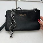 Reaction Kenneth Cole Black Pebbled Faux Leather Wristlet Clutch Chain Strap Photo 6