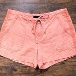 Anthropologie Sanctuary • Newport linen shorts orange drawstring waist cargo pockets beach Photo 2