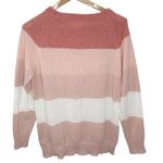 Bibi soft fuzzy striped relaxed Crewneck sweater size S Pink Photo 1