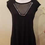 Carmen Marc Valvo 🛍 Black Peekaboo Vneck Top Sz Sm Photo 0