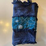 Fredd + Basha Navy Rectangular Embroidered Coastal Grandma Lagenlook Scarf Photo 0