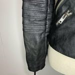 d.brand Sz Small Faux Leather Jacket Multi Zipper Pink Lined Black Photo 3