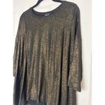 Iman Black Gold Metallic Glitter Asymmetric Hem Sparkle Top Size Small NWT Photo 5