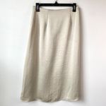 Vince  Zip-Detailed Satin-Crepe Midi Skirt Womens‎ Size XS Ecru Mid Weight Career Photo 6